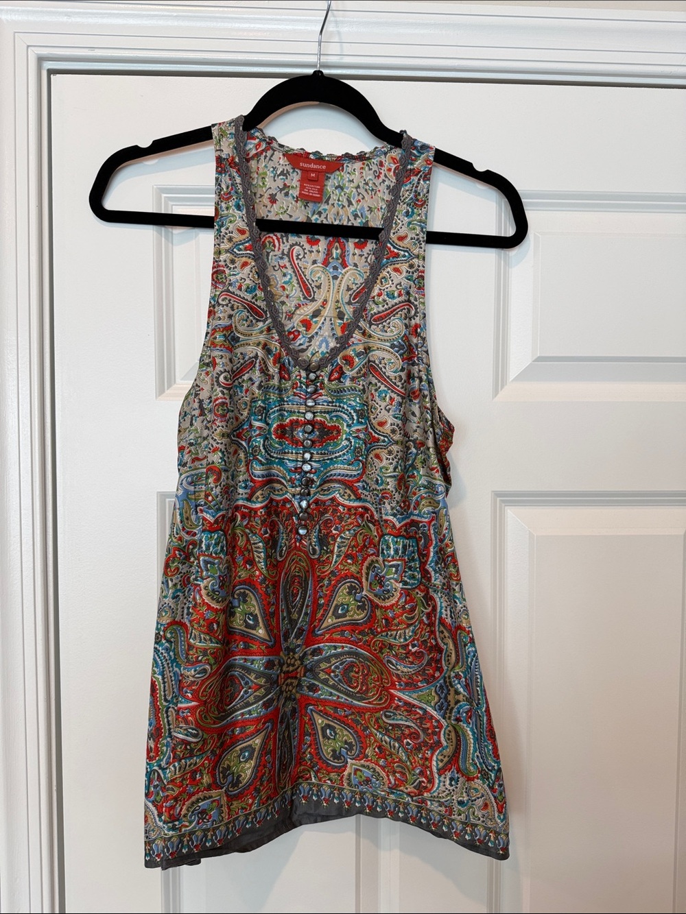 Sundance Multicolor Paisley Sleeveless Top with Red Label